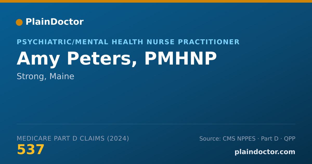 Shareable card for Amy Peters, PMHNP - Psychiatric/Mental Health Nurse Practitioner, Strong, ME