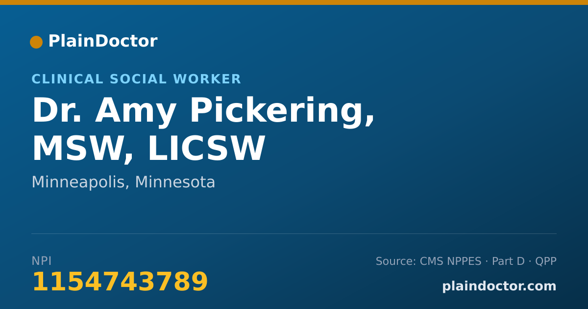 Shareable card for Amy Pickering, MSW, LICSW - Clinical Social Worker, Minneapolis, MN