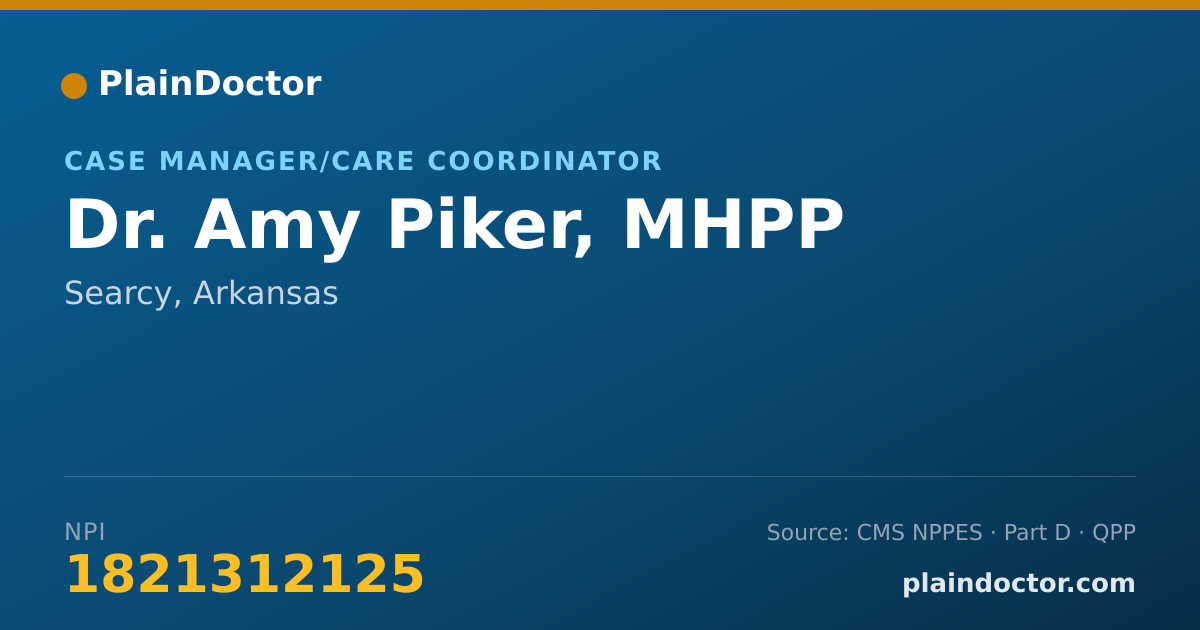 Shareable card for Amy Piker, MHPP - Case Manager/Care Coordinator, Searcy, AR