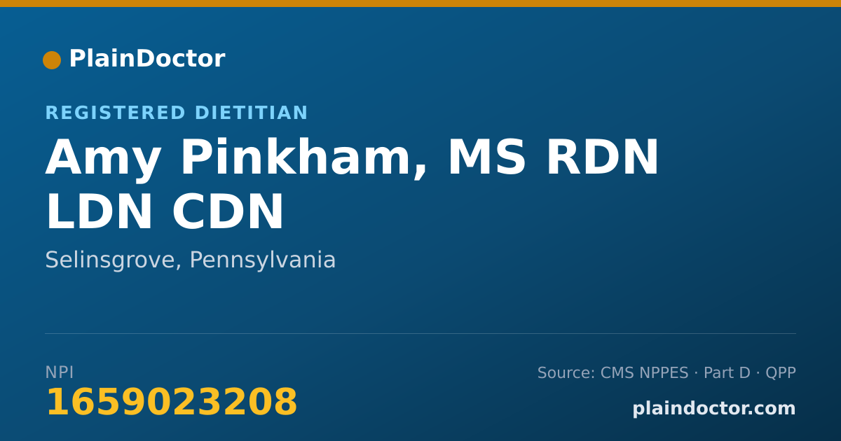 Shareable card for Amy Pinkham, MS RDN LDN CDN - Registered Dietitian, Selinsgrove, PA