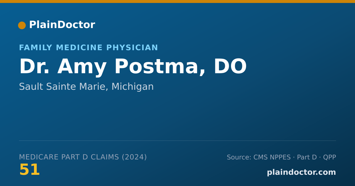 Shareable card for Amy Postma, DO - Family Medicine Physician, Sault Sainte Marie, MI