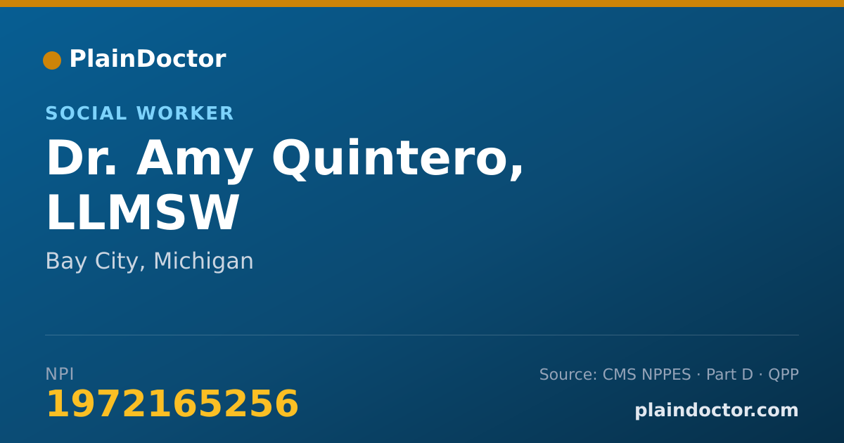 Shareable card for Amy Quintero, LLMSW - Social Worker, Bay City, MI