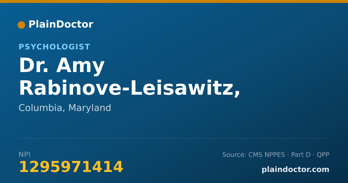 Shareable card for Amy Rabinove-Leisawitz, PH.D. - Psychologist, Columbia, MD