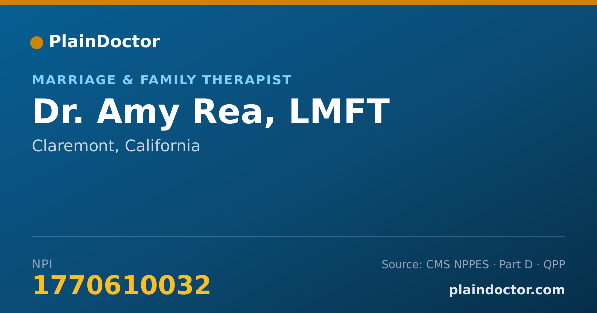 Shareable card for Amy Rea, LMFT - Marriage & Family Therapist, Claremont, CA