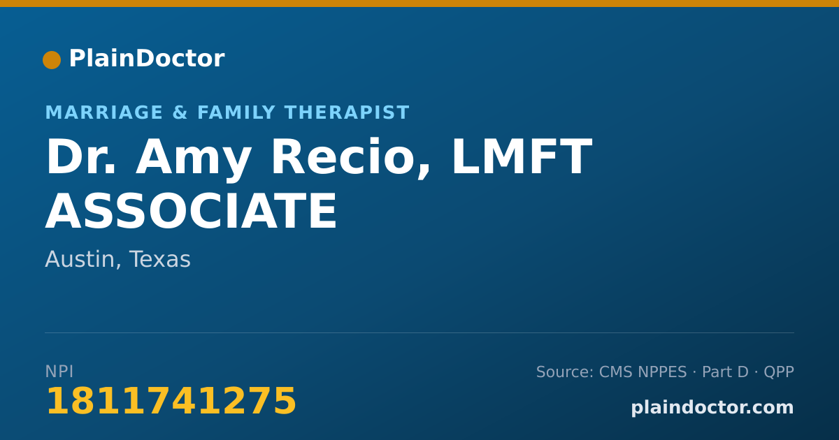 Shareable card for Amy Recio, LMFT ASSOCIATE - Marriage & Family Therapist, Austin, TX