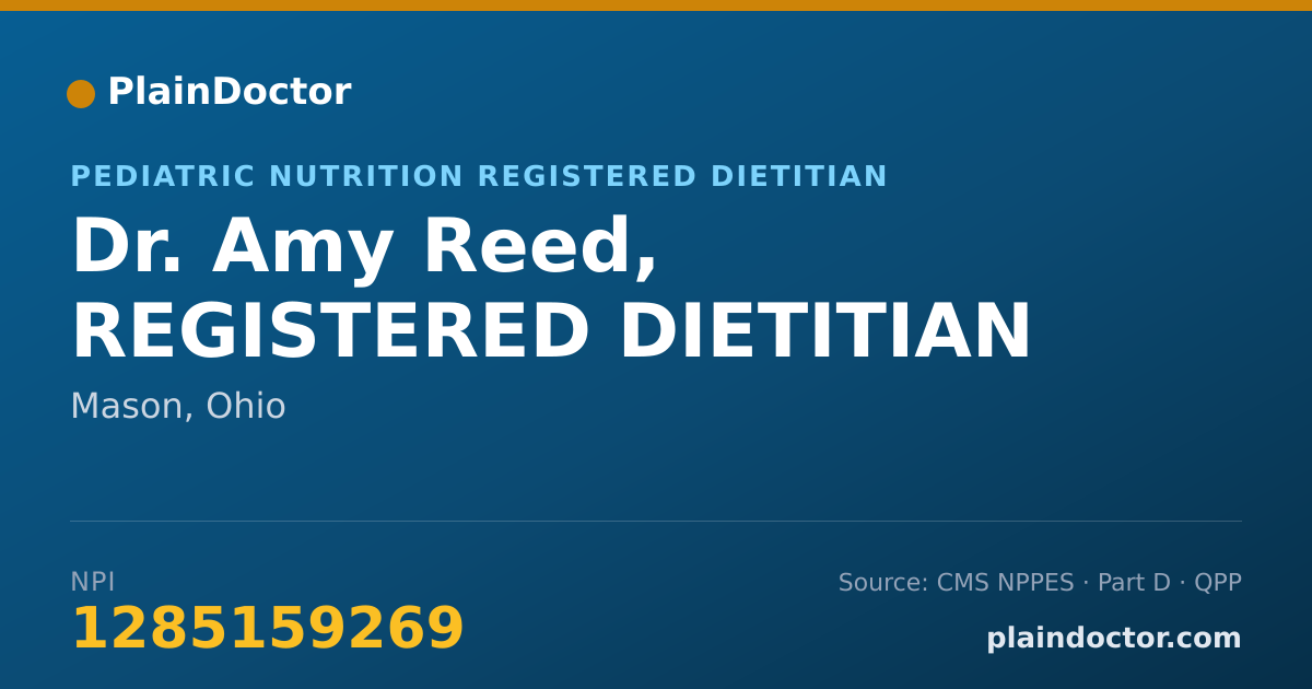 Shareable card for Amy Reed, REGISTERED DIETITIAN - Pediatric Nutrition Registered Dietitian, Mason, OH