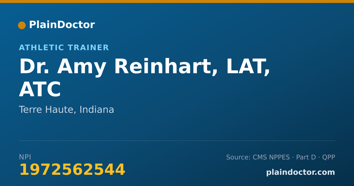 Shareable card for Amy Reinhart, LAT, ATC - Athletic Trainer, Terre Haute, IN