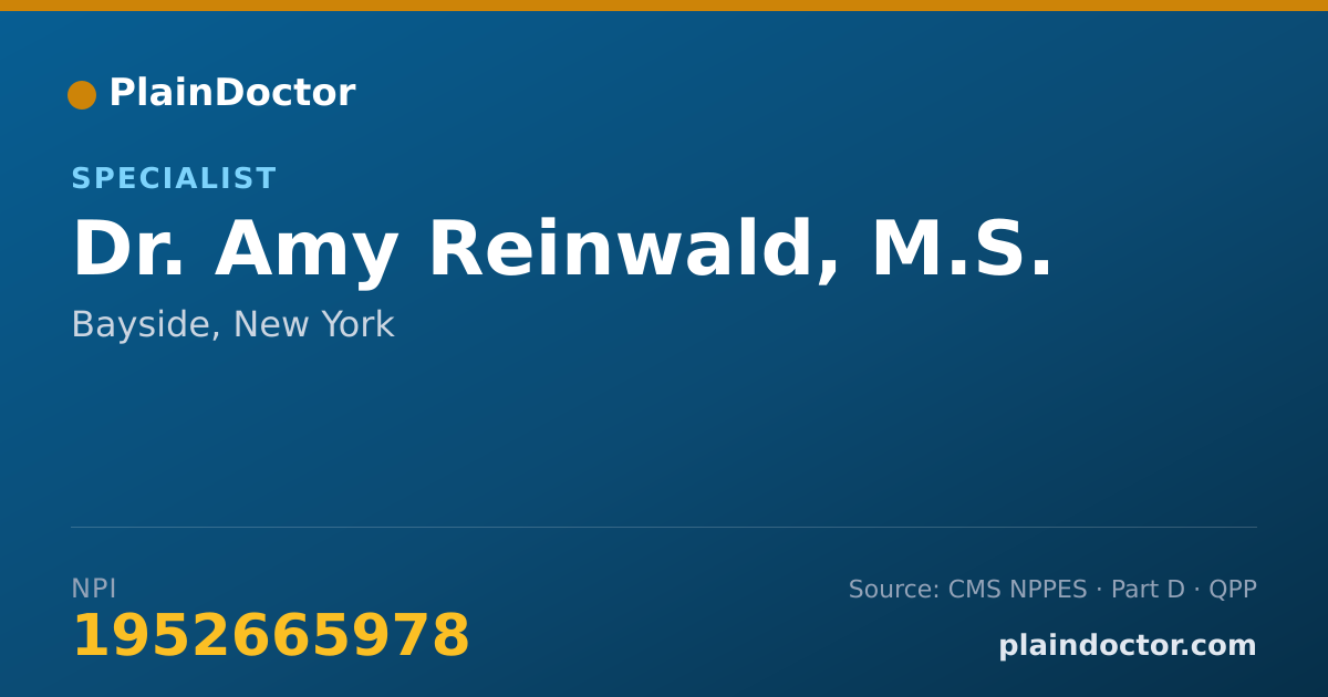 Shareable card for Amy Reinwald, M.S. - Specialist, Bayside, NY