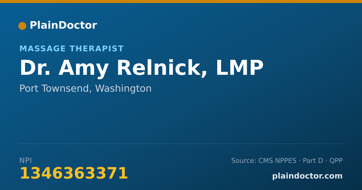Shareable card for Amy Relnick, LMP - Massage Therapist, Port Townsend, WA