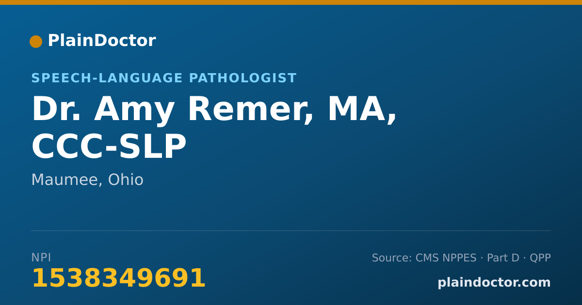 Shareable card for Amy Remer, MA, CCC-SLP - Speech-Language Pathologist, Maumee, OH