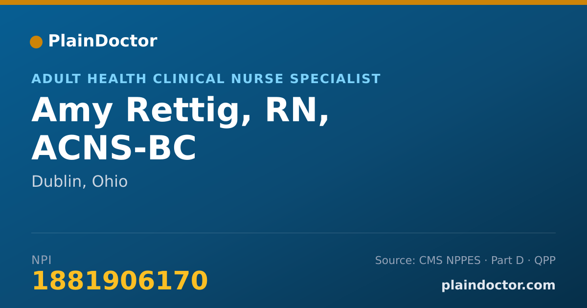 Shareable card for Amy Rettig, RN, ACNS-BC - Adult Health Clinical Nurse Specialist, Dublin, OH