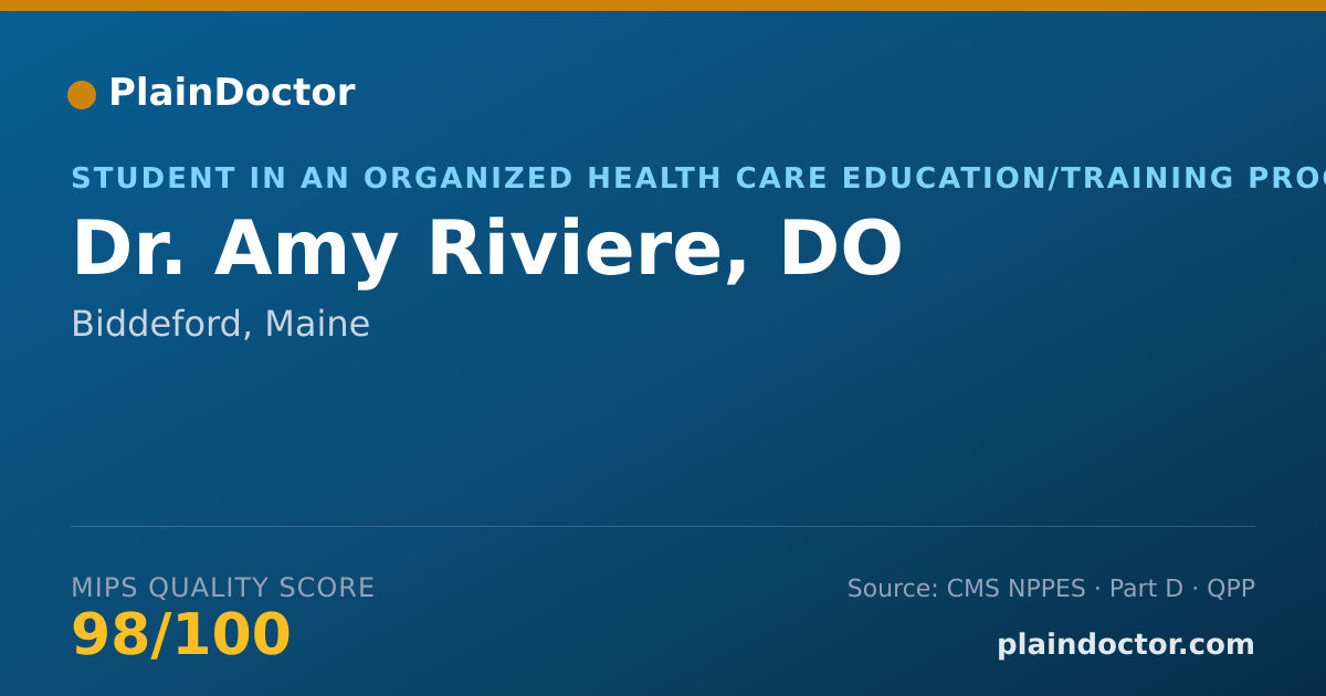 Shareable card for Amy Riviere, DO - Student in an Organized Health Care Education/Training Program, Biddeford, ME