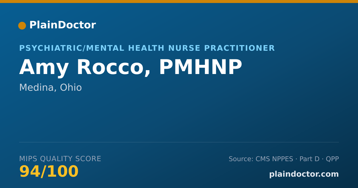Shareable card for Amy Rocco, PMHNP - Psychiatric/Mental Health Nurse Practitioner, Medina, OH