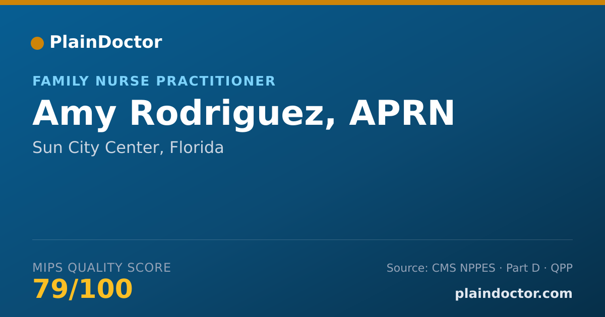 Shareable card for Amy Rodriguez, APRN - Family Nurse Practitioner, Sun City Center, FL