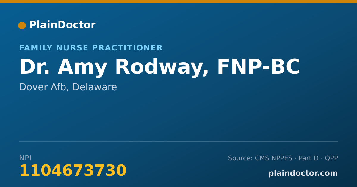 Shareable card for Amy Rodway, FNP-BC - Family Nurse Practitioner, Dover Afb, DE