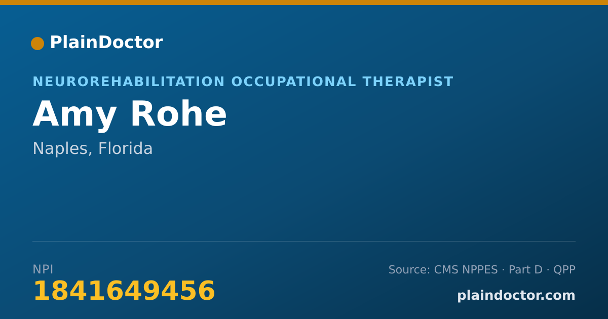 Shareable card for Amy Rohe - Neurorehabilitation Occupational Therapist, Naples, FL