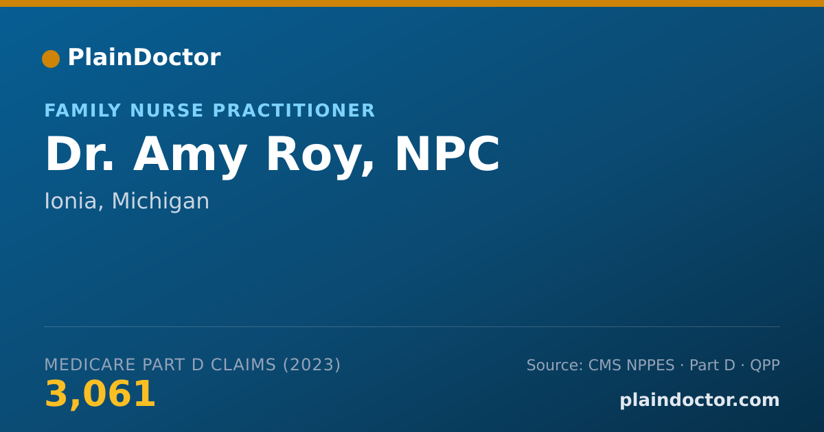 Shareable card for Amy Roy, NPC - Family Nurse Practitioner, Ionia, MI