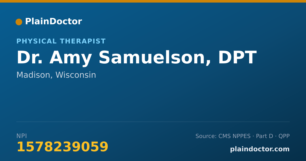 Shareable card for Amy Samuelson, DPT - Physical Therapist, Madison, WI