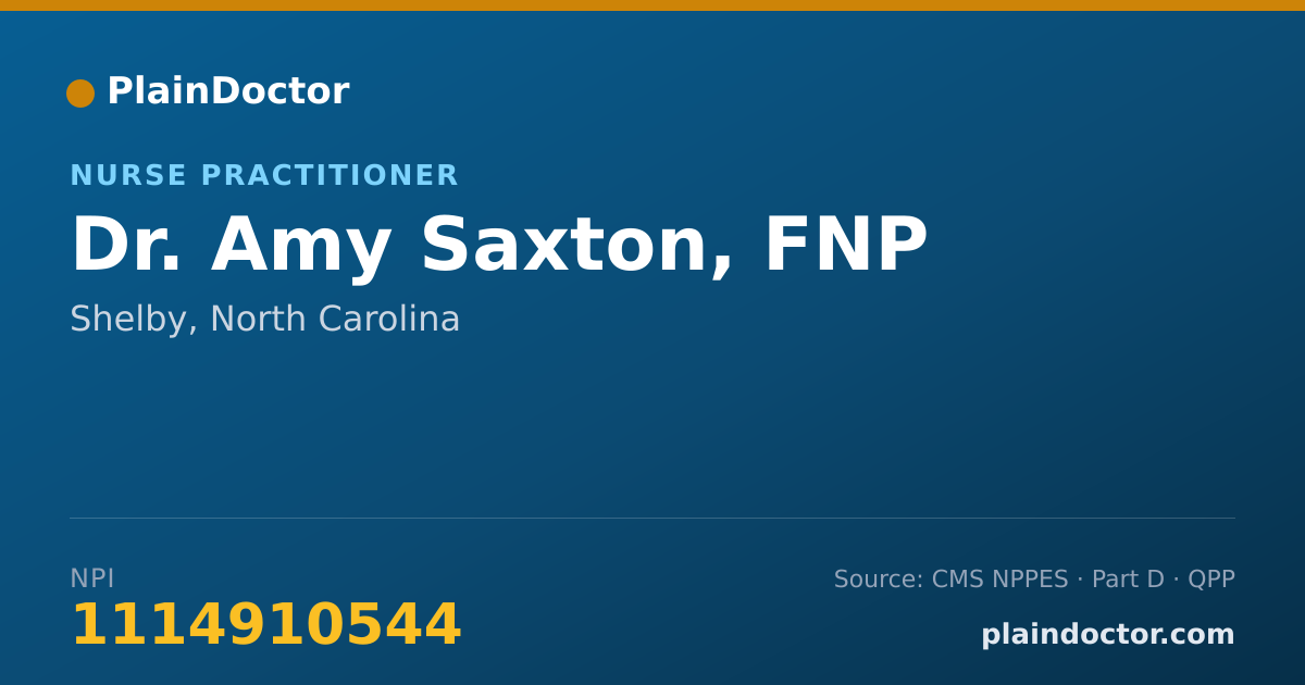 Shareable card for Amy Saxton, FNP - Nurse Practitioner, Shelby, NC