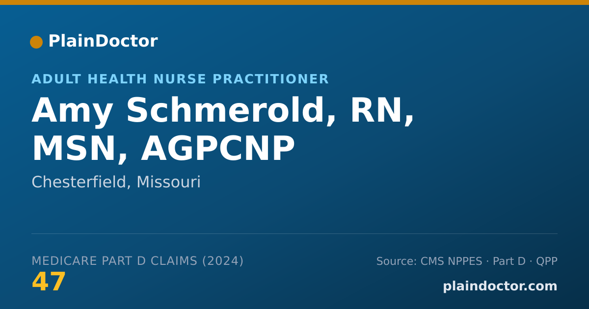 Shareable card for Amy Schmerold, RN, MSN, AGPCNP - Adult Health Nurse Practitioner, Chesterfield, MO