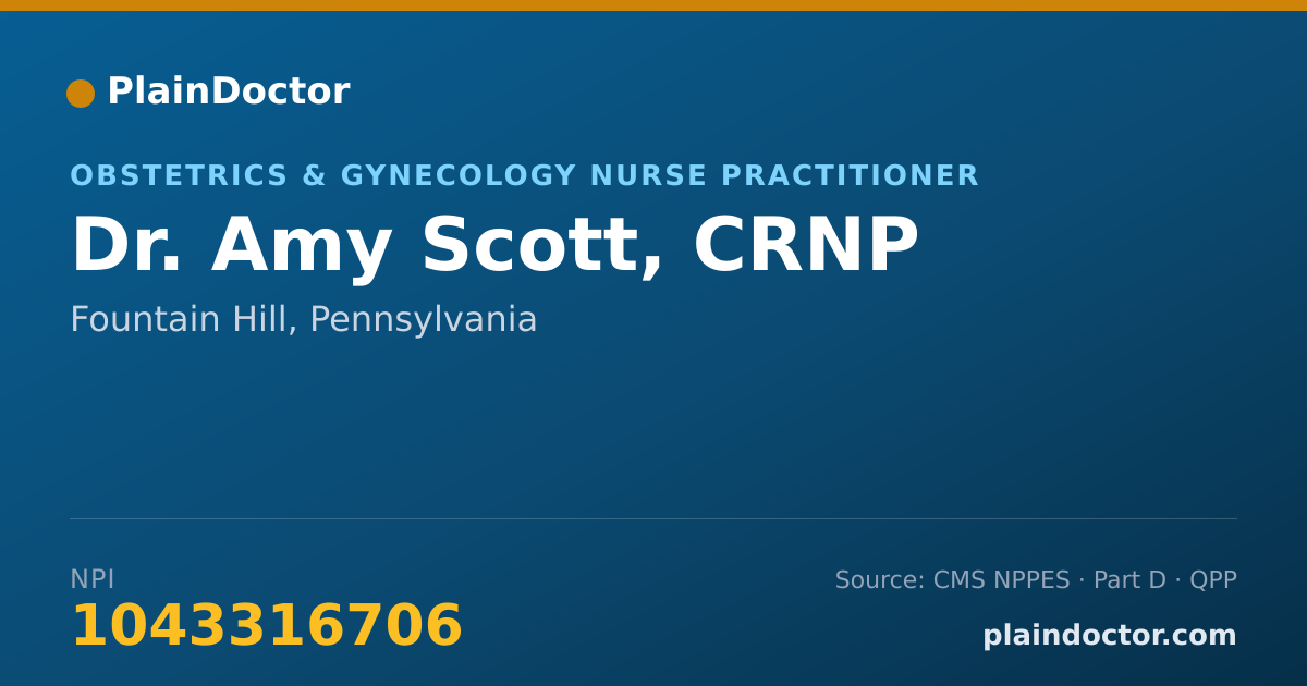 Shareable card for Amy Scott, CRNP - Obstetrics & Gynecology Nurse Practitioner, Fountain Hill, PA