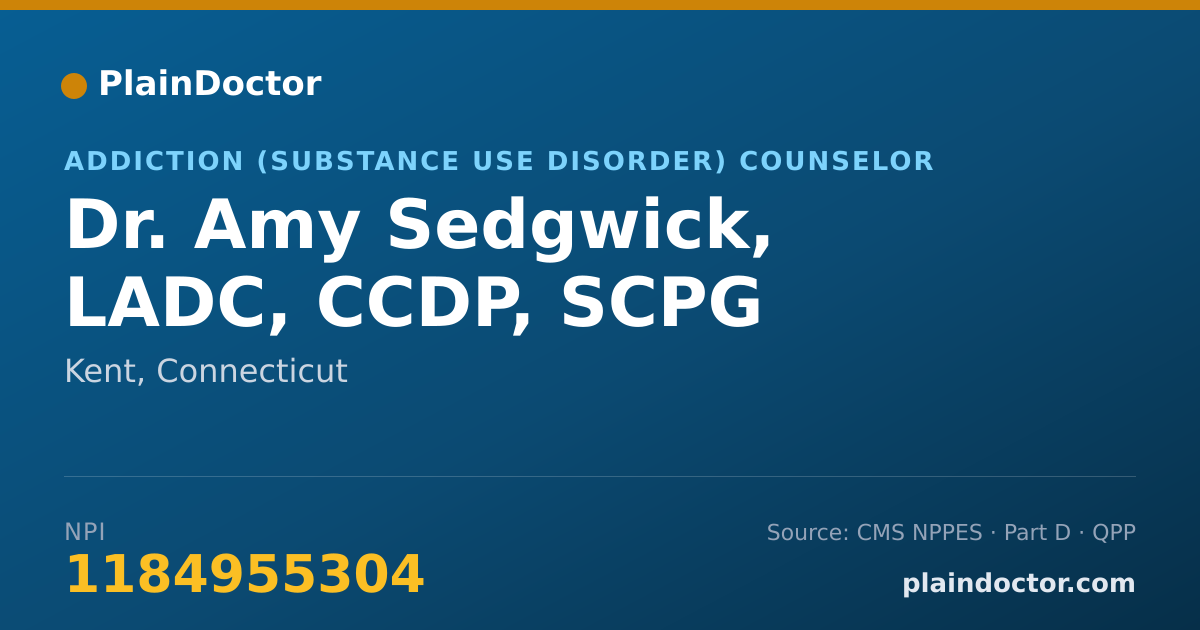 Shareable card for Amy Sedgwick, LADC, CCDP, SCPG - Addiction (Substance Use Disorder) Counselor, Kent, CT