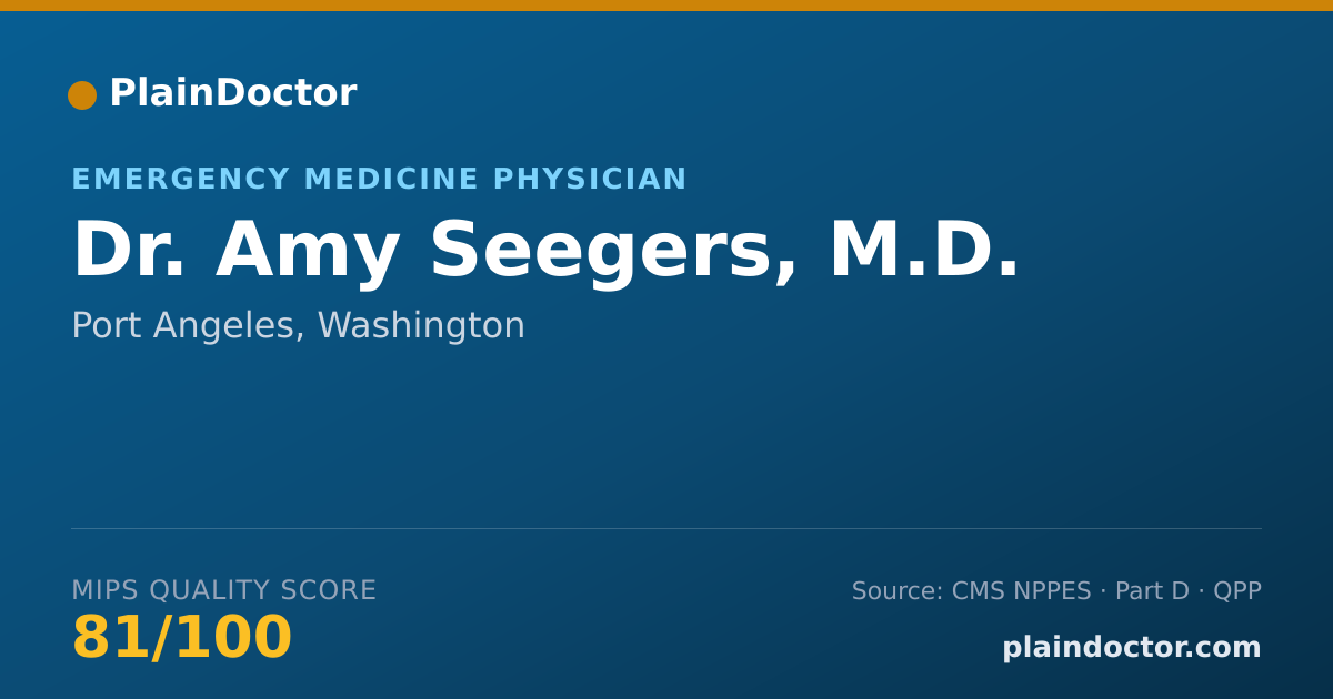 Shareable card for Amy Seegers, M.D. - Emergency Medicine Physician, Port Angeles, WA