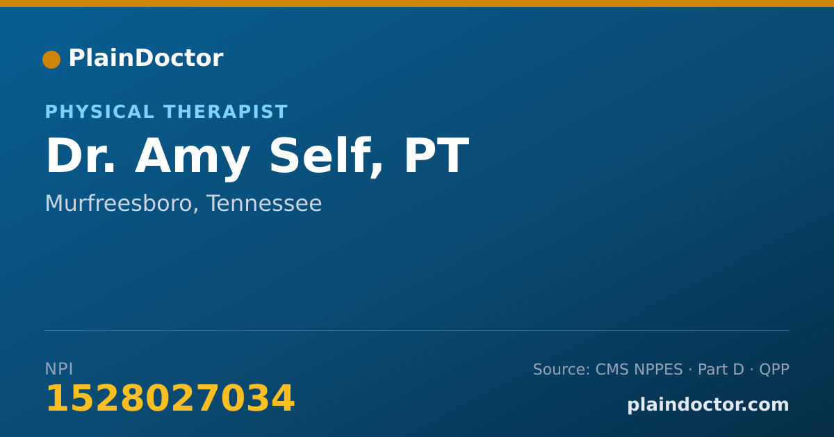 Shareable card for Amy Self, PT - Physical Therapist, Murfreesboro, TN