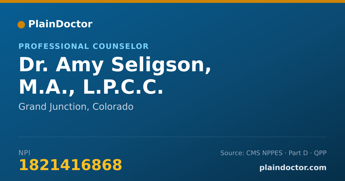 Shareable card for Amy Seligson, M.A., L.P.C.C. - Professional Counselor, Grand Junction, CO