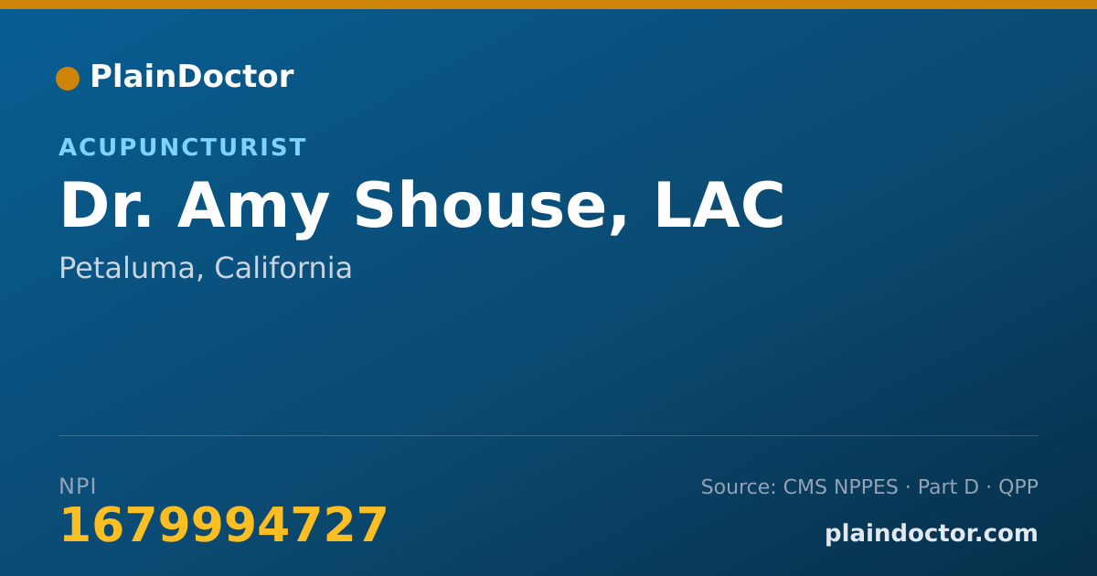 Shareable card for Amy Shouse, LAC - Acupuncturist, Petaluma, CA