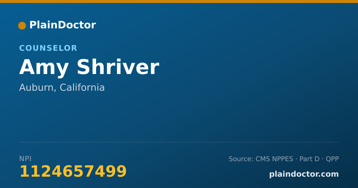 Shareable card for Amy Shriver - Counselor, Auburn, CA