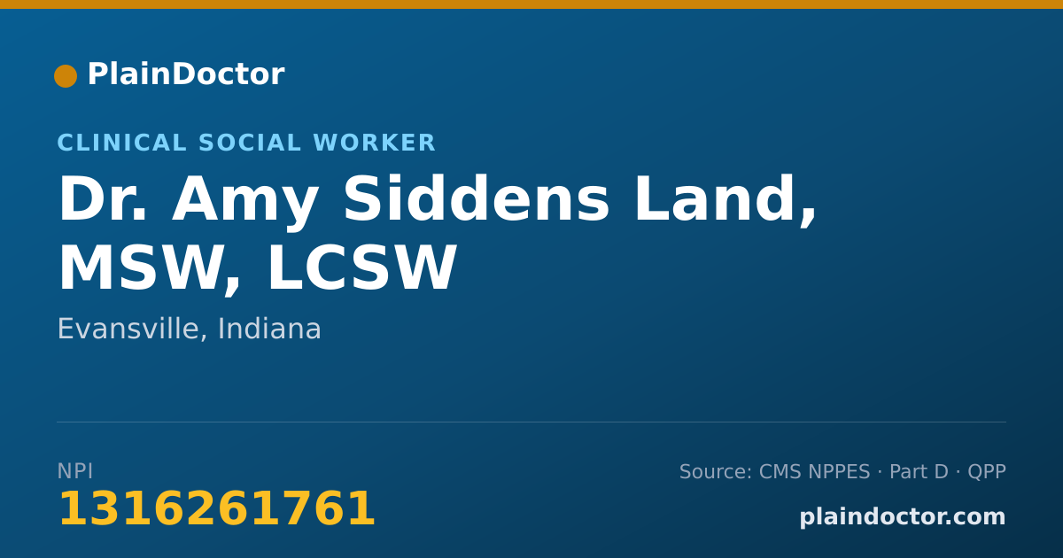 Shareable card for Amy Siddens Land, MSW, LCSW - Clinical Social Worker, Evansville, IN