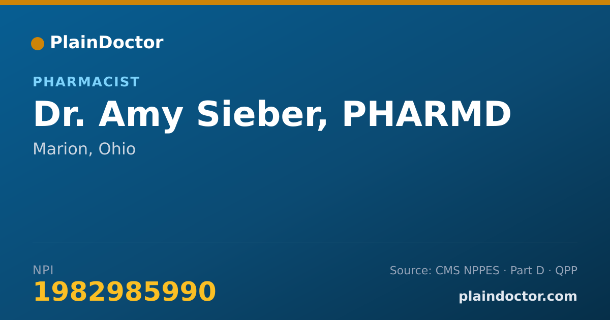 Shareable card for Amy Sieber, PHARMD - Pharmacist, Marion, OH