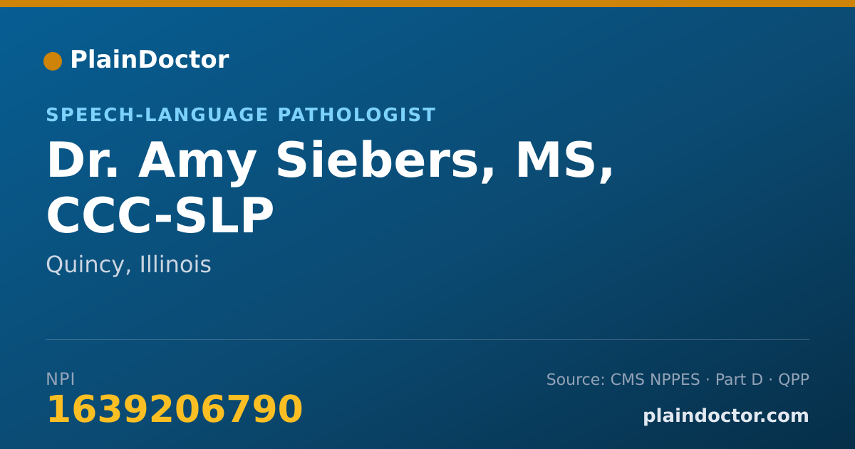 Shareable card for Amy Siebers, MS, CCC-SLP - Speech-Language Pathologist, Quincy, IL