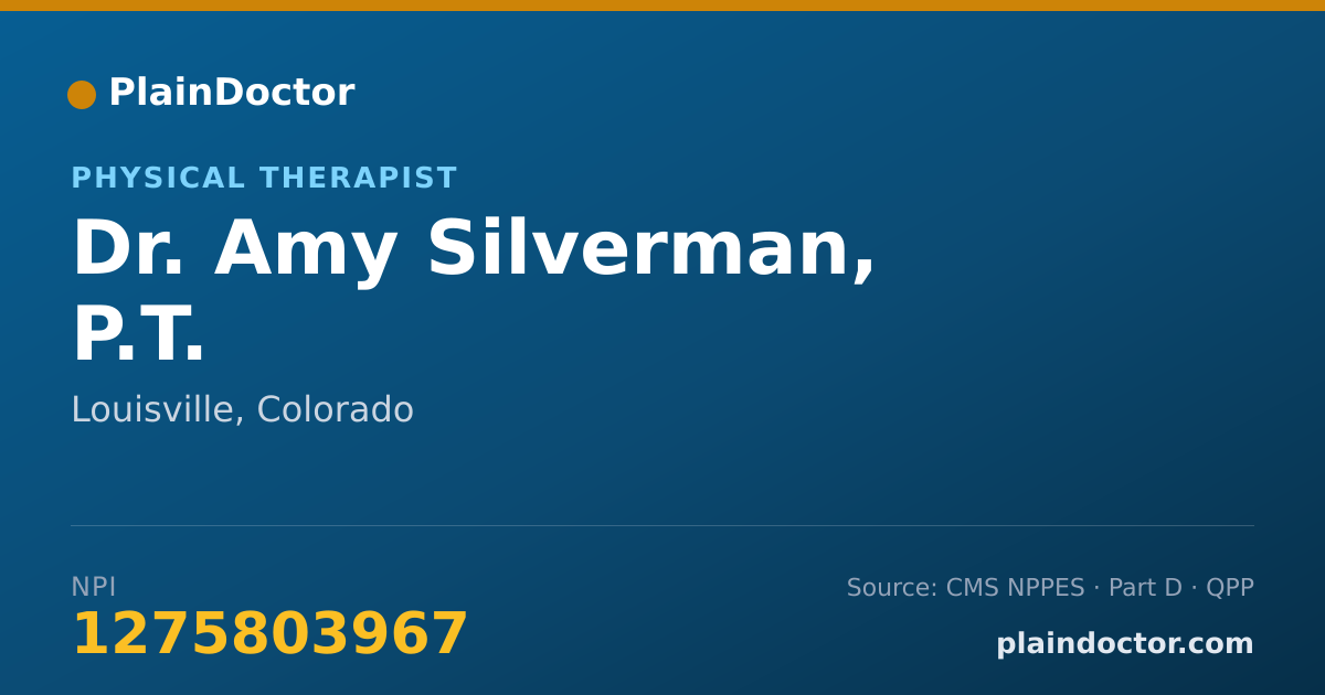 Shareable card for Amy Silverman, P.T. - Physical Therapist, Louisville, CO