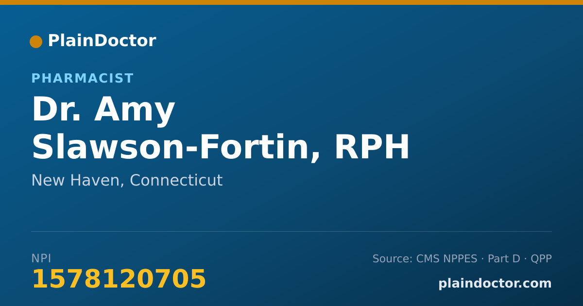 Shareable card for Amy Slawson-Fortin, RPH - Pharmacist, New Haven, CT