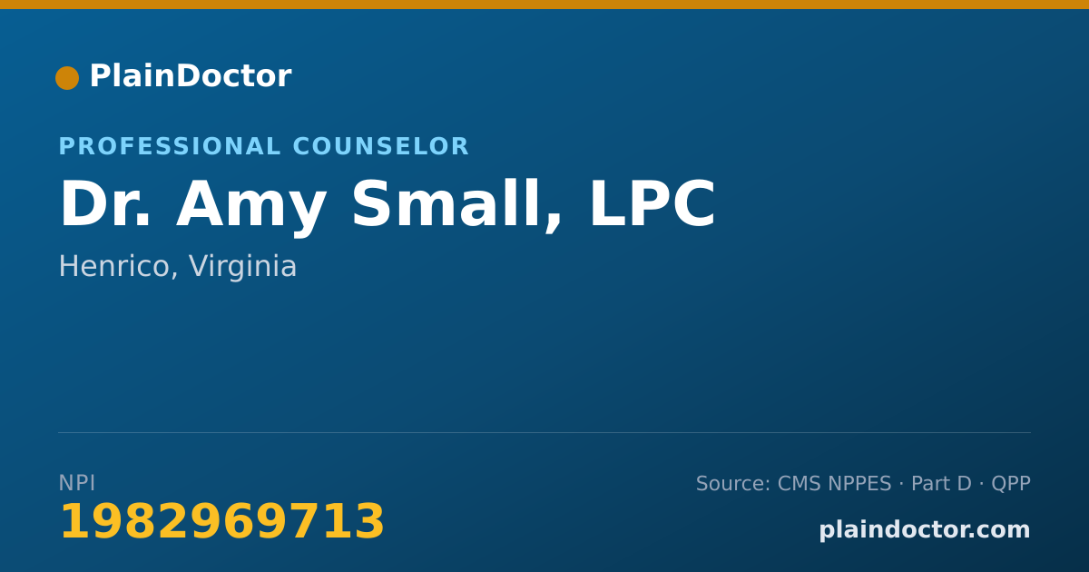 Shareable card for Amy Small, LPC - Professional Counselor, Henrico, VA
