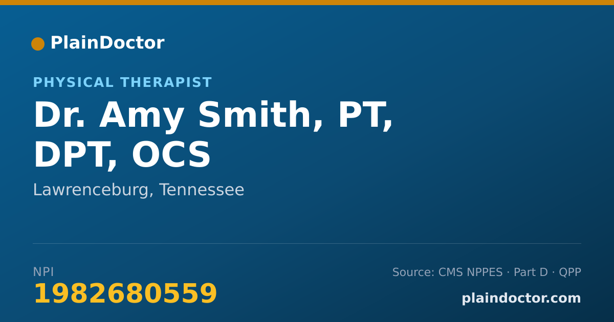 Shareable card for Amy Smith, PT, DPT, OCS - Physical Therapist, Lawrenceburg, TN