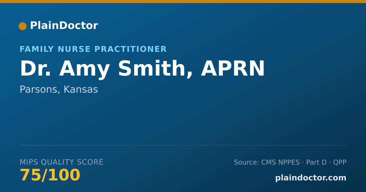 Shareable card for Amy Smith, APRN - Family Nurse Practitioner, Parsons, KS