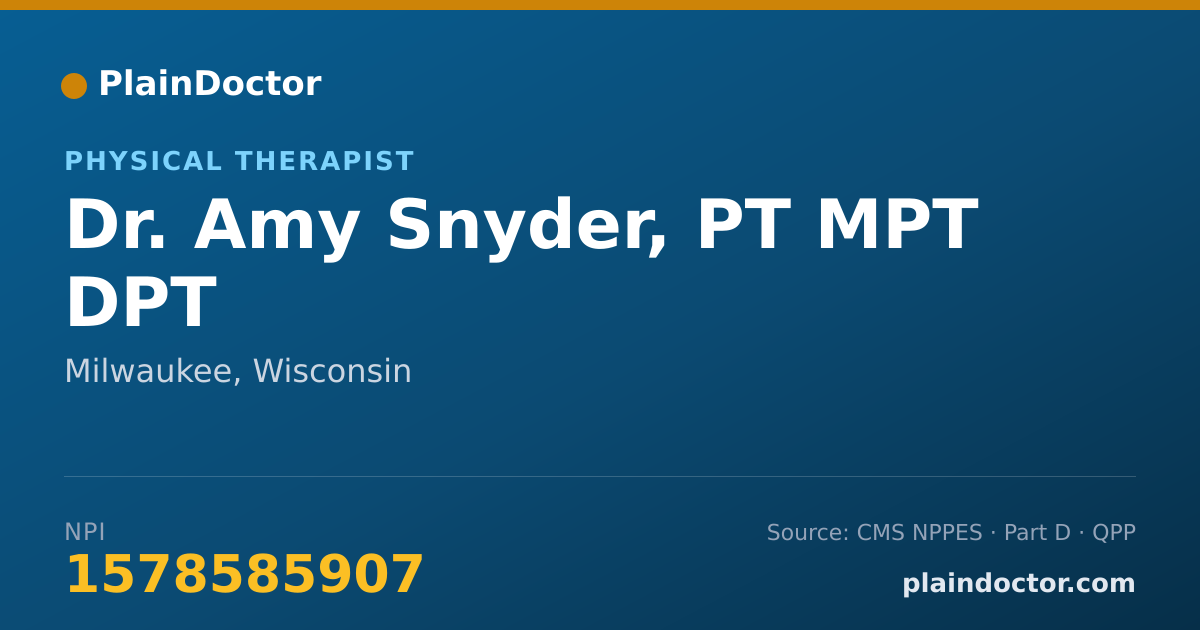 Shareable card for Amy Snyder, PT MPT DPT - Physical Therapist, Milwaukee, WI