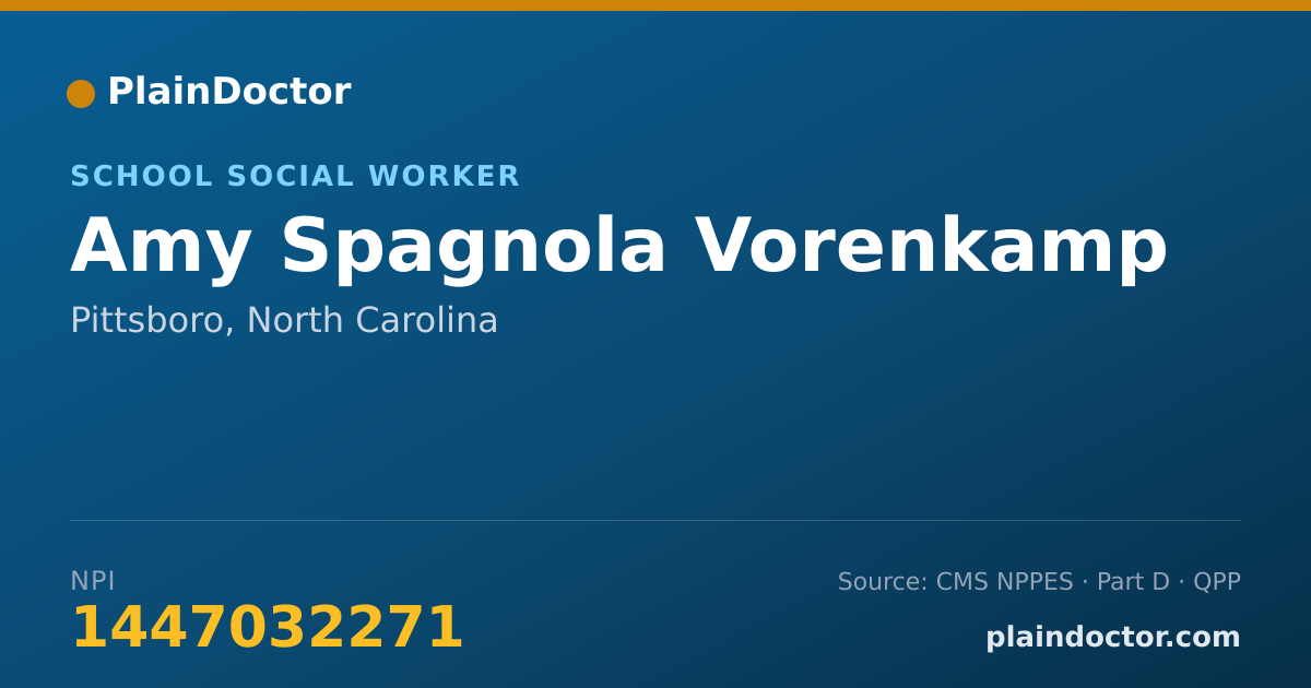 Shareable card for Amy Spagnola Vorenkamp - School Social Worker, Pittsboro, NC