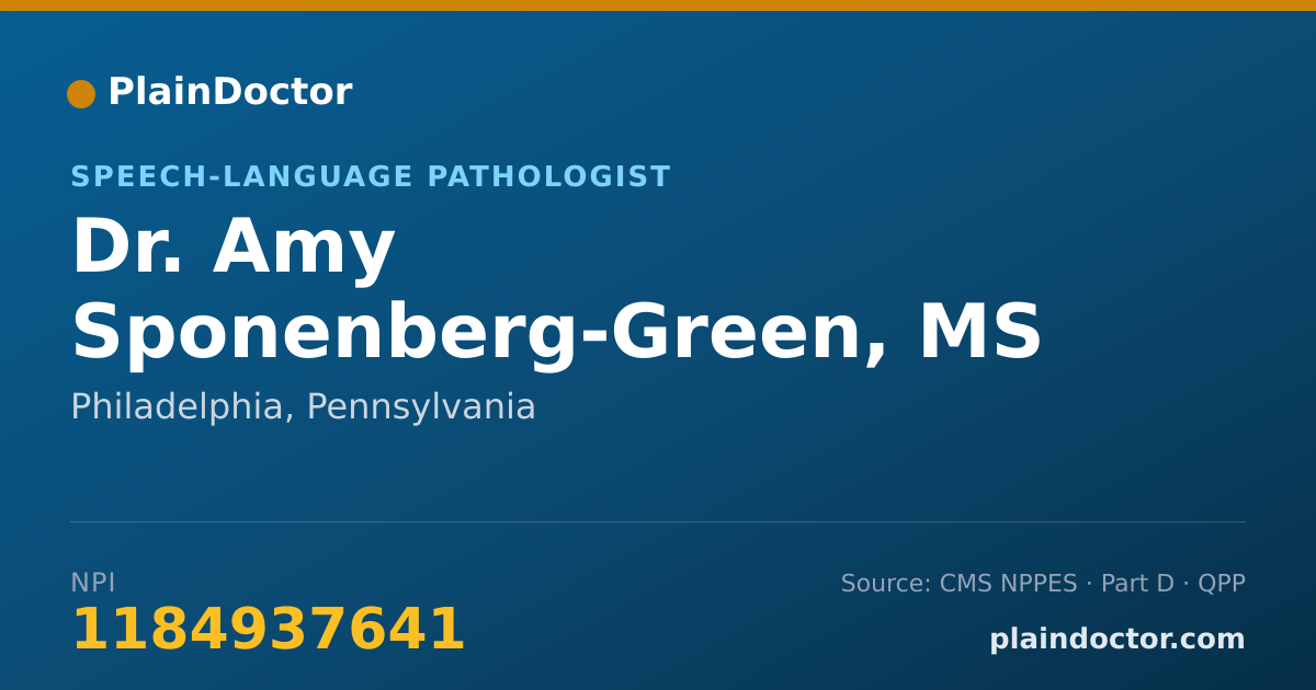 Shareable card for Amy Sponenberg-Green, MS CCC SLP - Speech-Language Pathologist, Philadelphia, PA