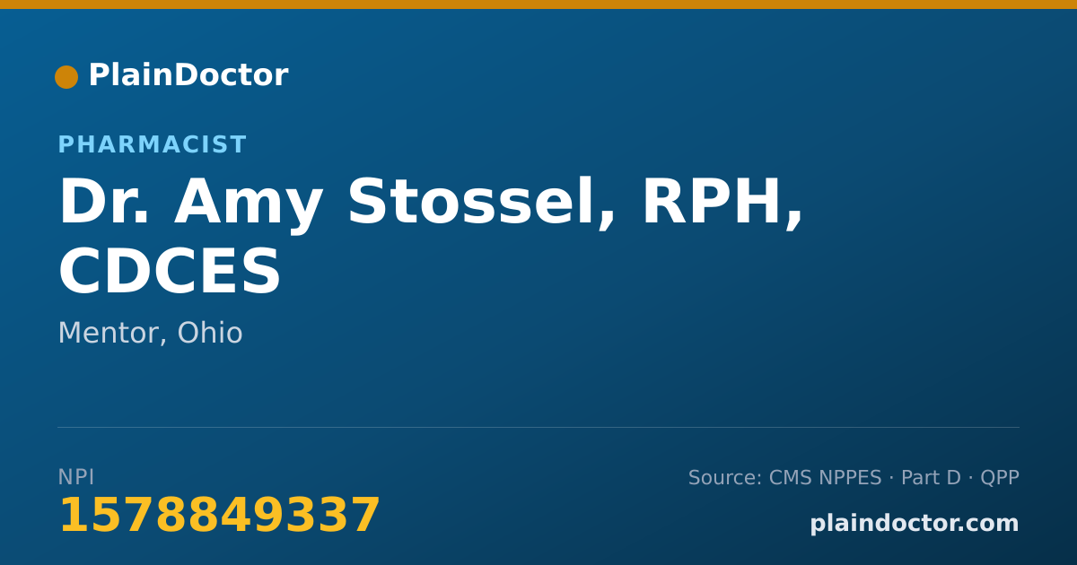 Shareable card for Amy Stossel, RPH, CDCES - Pharmacist, Mentor, OH