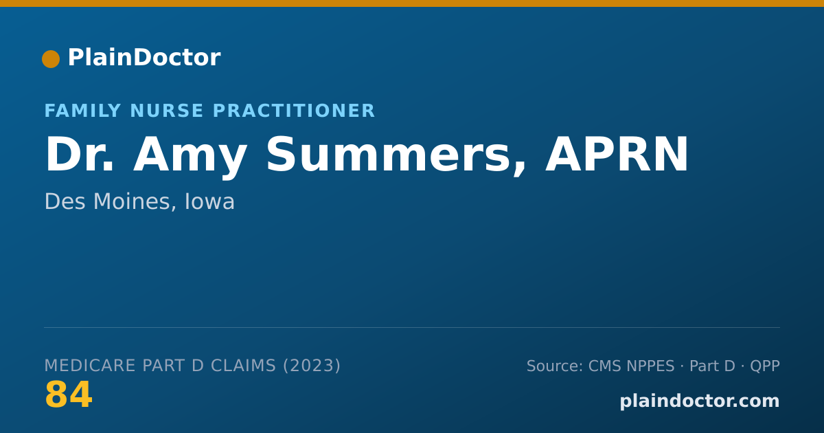 Shareable card for Amy Summers, APRN - Family Nurse Practitioner, Des Moines, IA
