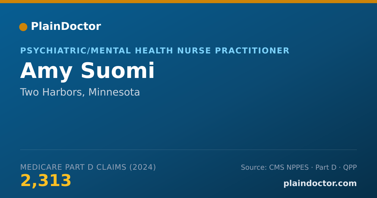 Shareable card for Amy Suomi - Psychiatric/Mental Health Nurse Practitioner, Two Harbors, MN