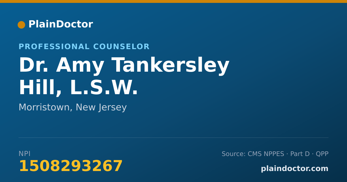 Shareable card for Amy Tankersley Hill, L.S.W. - Professional Counselor, Morristown, NJ