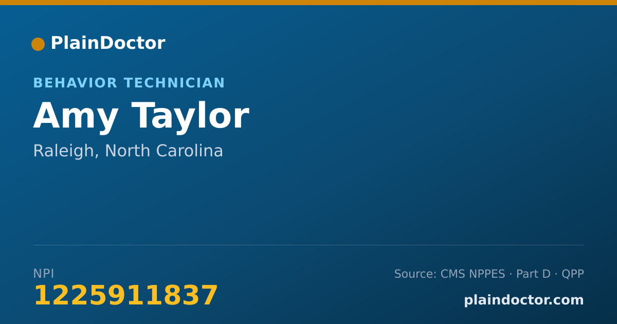 Shareable card for Amy Taylor - Behavior Technician, Raleigh, NC