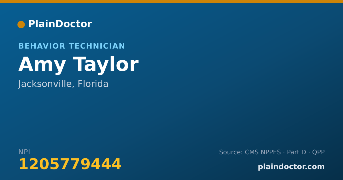 Shareable card for Amy Taylor - Behavior Technician, Jacksonville, FL