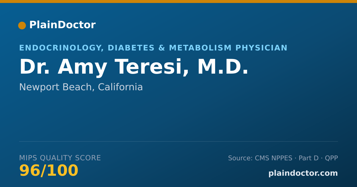 Shareable card for Amy Teresi, M.D. - Endocrinology, Diabetes & Metabolism Physician, Newport Beach, CA