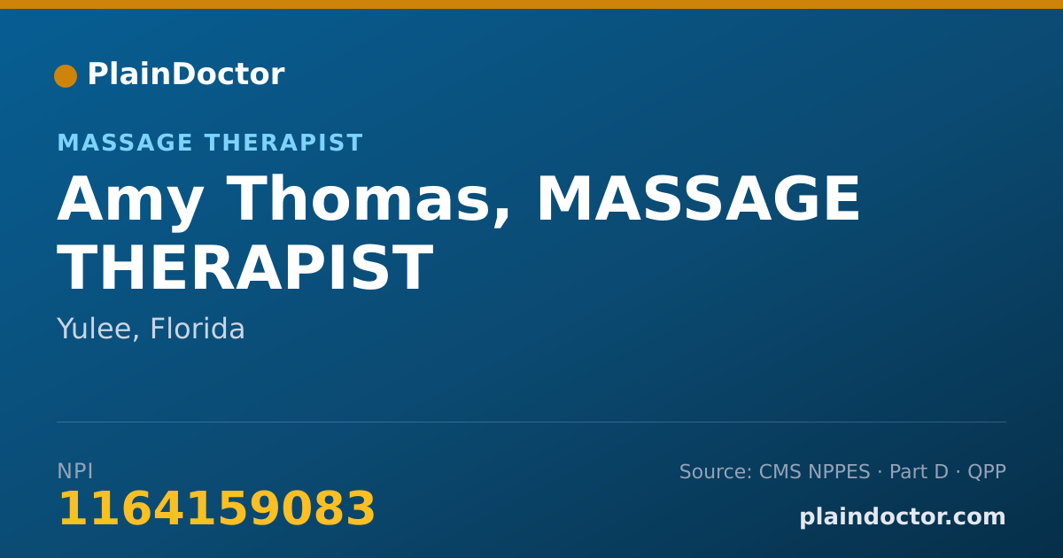 Shareable card for Amy Thomas, MASSAGE THERAPIST - Massage Therapist, Yulee, FL